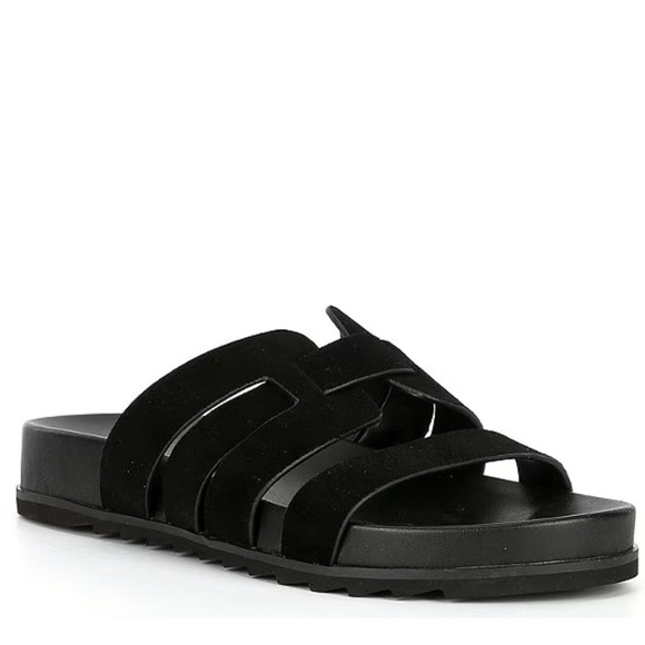 Gianni Bini Gaige black suede leather slip on sandals sz 9.5 new - Picture 1 of 5